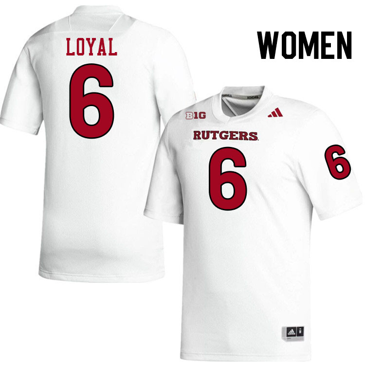 Women #6 Shaquan Loyal Rutgers Scarlet Knights 2024 College Football Jerseys Stitched-White